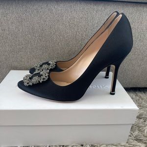 Manolo Blahnik Elegant Black Heels with Embellished Detail